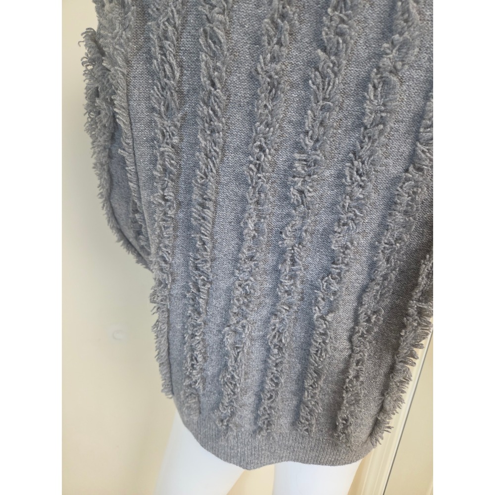 Madewell Gray 100% Merino Wool Fringe Textured Pullover Sweater XXS - Picture 6 of 10